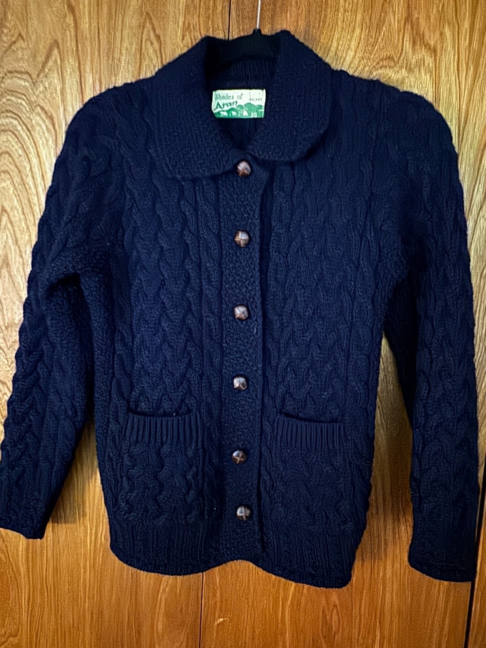 Authentic Irish Wool-Knit Button-Front Cardigan Sweater